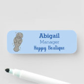 Cute baby manatee met bellenillustratie naamplaatje (In situ)