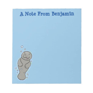 Cute baby manatee met bellenillustratie notitieblok