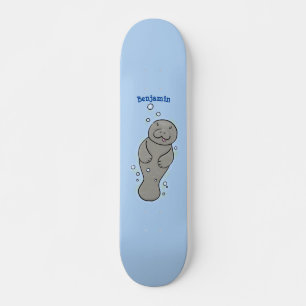 Cute baby manatee met bellenillustratie persoonlijk skateboard