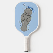 Cute baby manatee met bellenillustratie pickleball paddle (Achterkant)