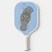 Cute baby manatee met bellenillustratie pickleball paddle (Voorkant)