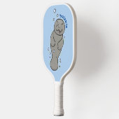 Cute baby manatee met bellenillustratie pickleball paddle (Links)