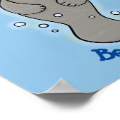 Cute baby manatee met bellenillustratie poster (Hoek)