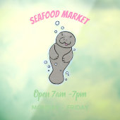 Cute baby manatee met bellenillustratie raamsticker (Vel 3)