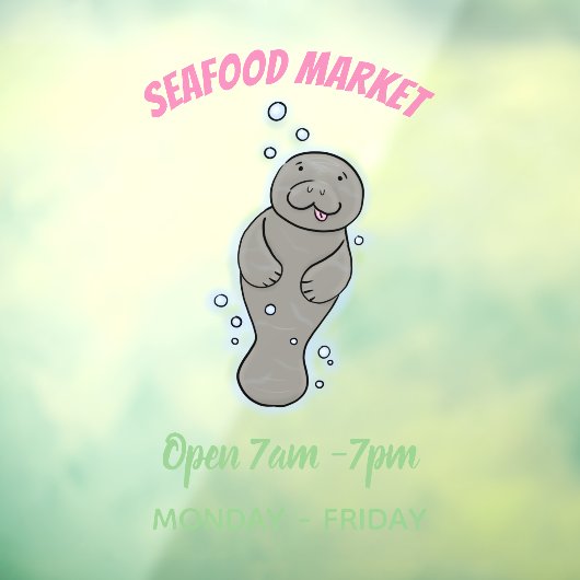 Cute baby manatee met bellenillustratie raamsticker (Vel 3)