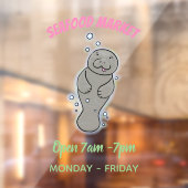 Cute baby manatee met bellenillustratie raamsticker (Vel 2)