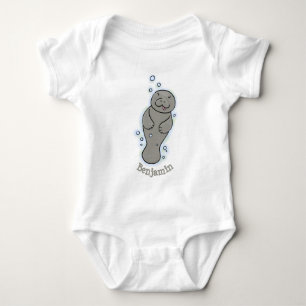 Cute baby manatee met bellenillustratie romper