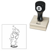 Cute baby manatee met bellenillustratie rubberstempel (Gestempeld)