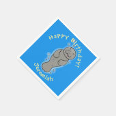 Cute baby manatee met bellenillustratie servet (Hoek)