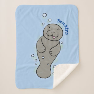 Cute baby manatee met bellenillustratie sherpa deken
