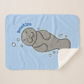Cute baby manatee met bellenillustratie sherpa deken (Voorkant (horizontaal))