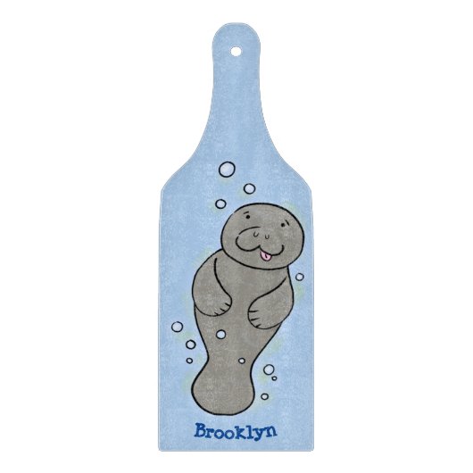 Cute baby manatee met bellenillustratie snijplank (Voorkant)