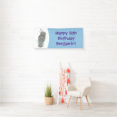 Cute baby manatee met bellenillustratie spandoek (Insitu)
