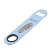 Cute baby manatee met bellenillustratie speed flessenopener (Achterkant Gekanteld)