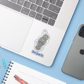 Cute baby manatee met bellenillustratie sticker (Laptop met iPhone)