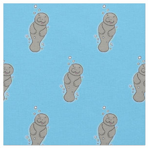 Cute baby manatee met bellenillustratie stof