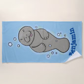 Cute baby manatee met bellenillustratie strandlaken (Voorkant)
