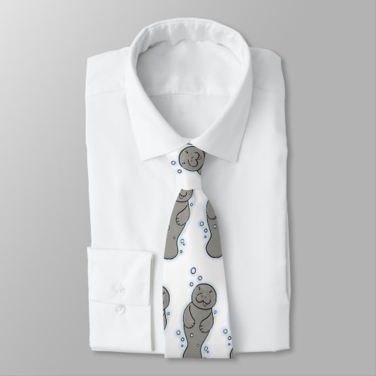 Cute baby manatee met bellenillustratie stropdas (Gebonden)
