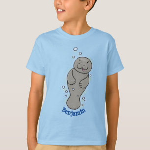 Cute baby manatee met bellenillustratie t-shirt