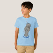 Cute baby manatee met bellenillustratie t-shirt (Voorkant volledig)