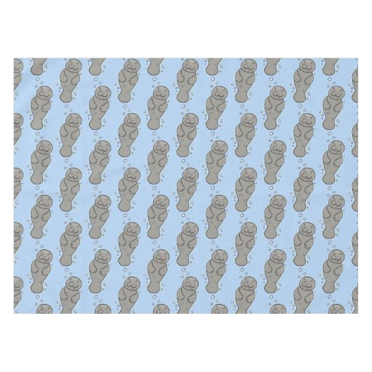 Cute baby manatee met bellenillustratie tafelkleed (Voorkant (Horizontaal))
