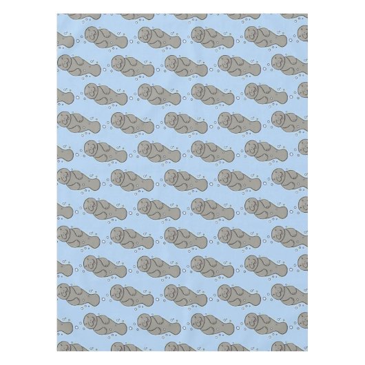 Cute baby manatee met bellenillustratie tafelkleed (Voorkant)