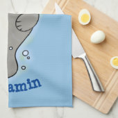 Cute baby manatee met bellenillustratie theedoek (Quarter Fold)