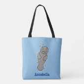 Cute baby manatee met bellenillustratie tote bag (Achterkant)