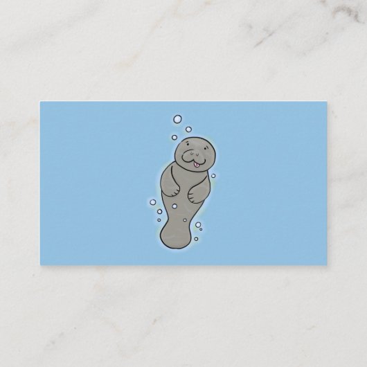 Cute baby manatee met bellenillustratie visitekaartje (Achterkant)