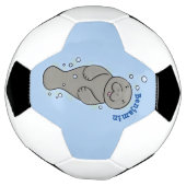 Cute baby manatee met bellenillustratie voetbal (Gedraaid)