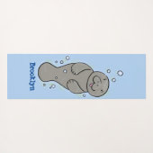 Cute baby manatee met bellenillustratie yogamat (Achterkant (horizontaal))