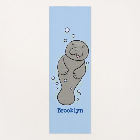 Cute baby manatee met bellenillustratie yogamat (Voorkant)