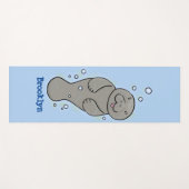 Cute baby manatee met bellenillustratie yogamat (Voorkant (horizontaal))