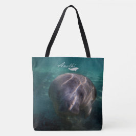Cute baby manatee over de canvas tas