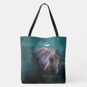 Cute baby manatee over de canvas tas (Achterkant)
