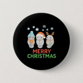 Cute Baby Manatee Santa Reindeer Christmas Manatee Ronde Button 5,7 Cm (Voorkant)