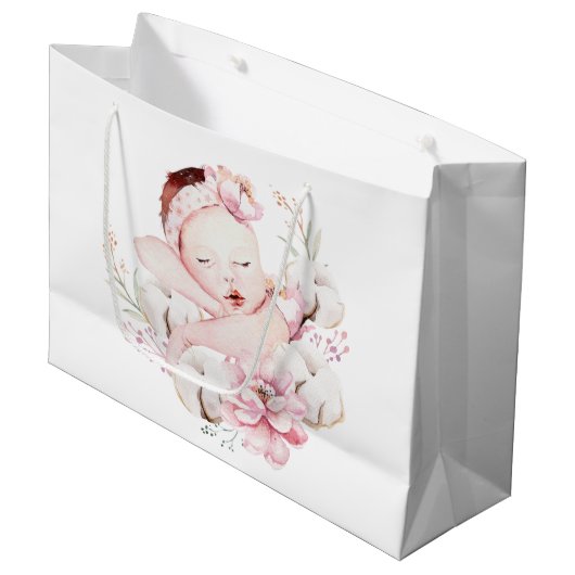 Cute Baby Meisje Baby Shower Groot Cadeauzakje (Voorkant Gekanteld)