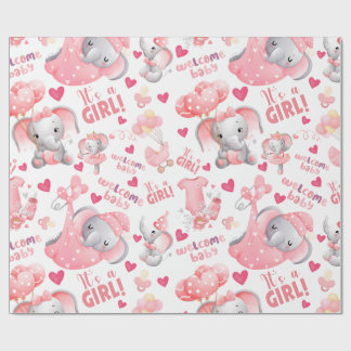 Cute Baby Meisje Baby Shower & Nieuwe Geboorte Mei Cadeaupapier