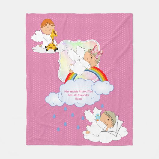 Cute Baby MEISJE Goddochter Engelen Gebreide Deken (Voorkant)