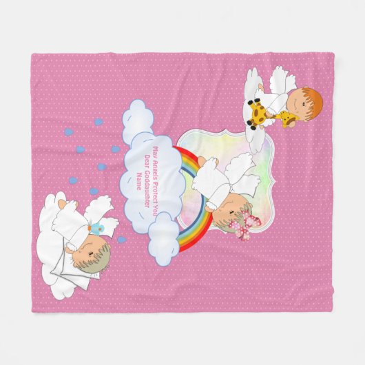 Cute Baby MEISJE Goddochter Engelen Gebreide Deken (Voorkant (Horizontaal))