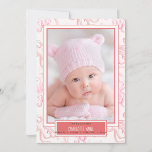 Cute Baby Meisje Octopus Zeeleven Geboorteaankondi Aankondiging