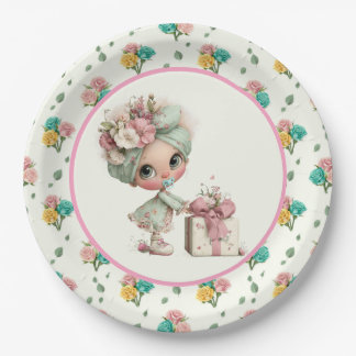 Cute Baby Meisje Shower Papieren Bordje