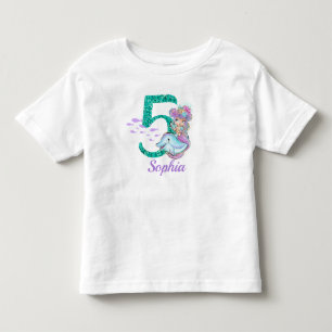 Cute Baby Mermaid 5th Birthday T-Shirt