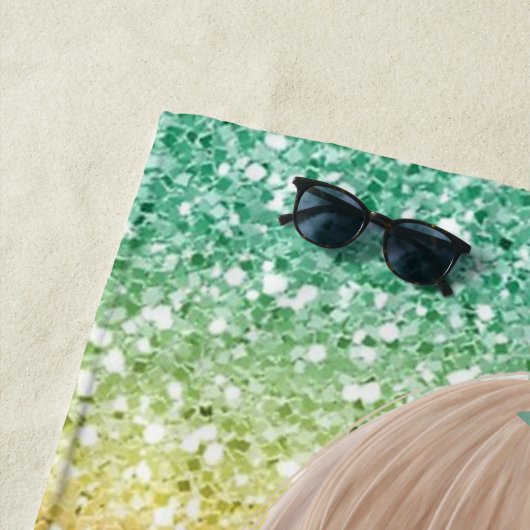 Cute Baby Mermaid, kleurrijke glitter Strandlaken (In situ)