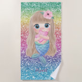 Cute Baby Mermaid, kleurrijke glitter Strandlaken (Voorkant)