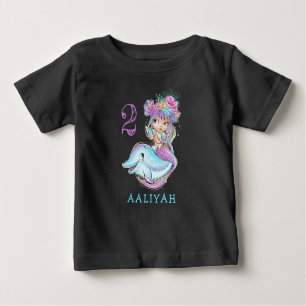 Cute Baby Mermaid met Dolphin Birthday T-Shirt