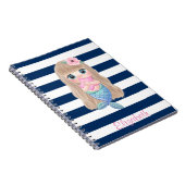 Cute Baby Mermaid Navy Blue Stripes Notitieboek (Rechterzijde)