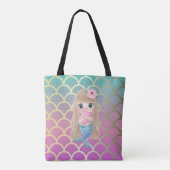Cute Baby Mermaid Ombre Mermaid Tail Scales Tote Bag (Achterkant)