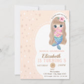 Cute Baby Mermaid Stars Birthday Uitnodiging (Voorkant)