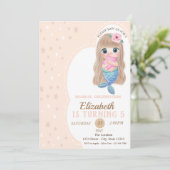 Cute Baby Mermaid Stars Birthday Uitnodiging (Staand voorkant)